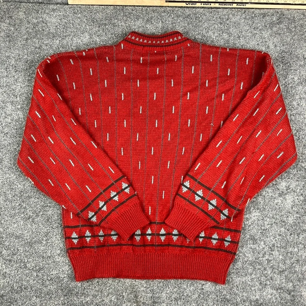 McGregor Sweater Mens XL Red Knit Vintage Acrylic Pullover Retro Pattern 90s